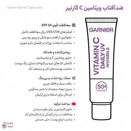 اینفوگرافی ضدآفتاب ویتامین C گارنیر