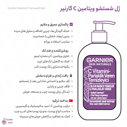 اینفوگرافی ژل شستشو ویتامین C گارنیر